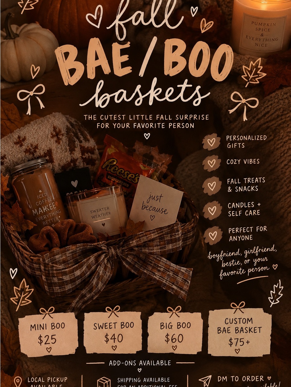 Fall Bae/Boo Basket - Cozy Fall Gift Basket (Brown)